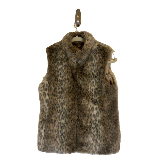 Banana Republic Faux Leopard Fur Womens Vest Size XSmall Brown Excellent Cond. - Picture 1 of 15
